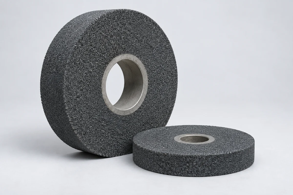 Illustrative studio view of grinding wheels